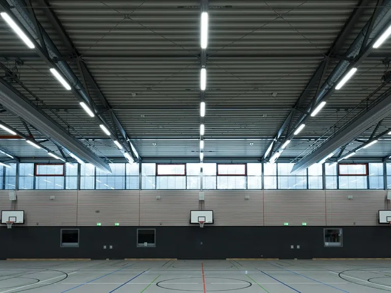 Beleuchtete Sporthalle